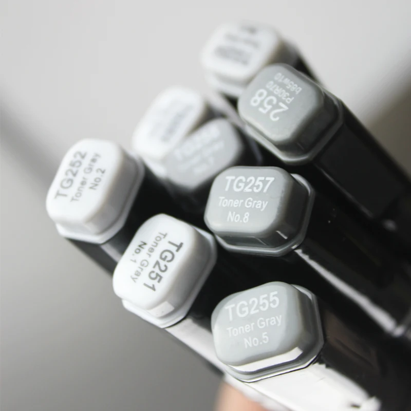 Finecolour 8 Colors Double-headed Soft Brush Professional Sketch Alcohol Based Ink Gray Series Art Markers EF102