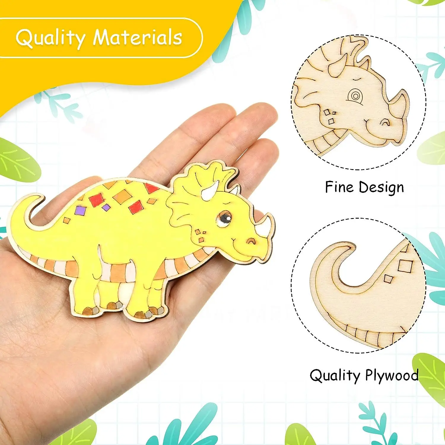 Unfinished Wooden Dinosaur Animal Laser Cut, DIY Craft Party Deco Art Deco Room Decor, Kindergarden Pre-school Drawing