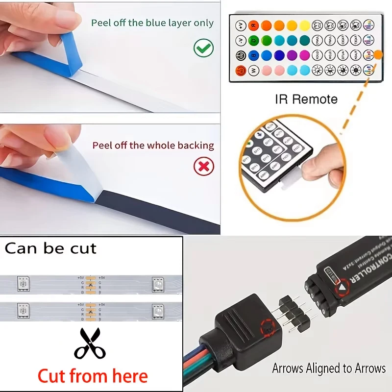 RGB Led Strip Lights 1M-40M Led Room Light with APP Control Flexible Ribbon Luces Led Tape for Room Bedroom Decoration