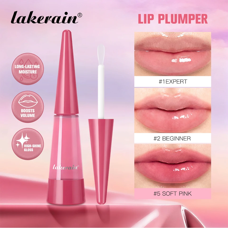 Lakerain Lip Plumper Deep Hydration Long-Lasting Nourishment High-Shine Gloss Shining Voluminous Finish Lip Moisturizing Liquid
