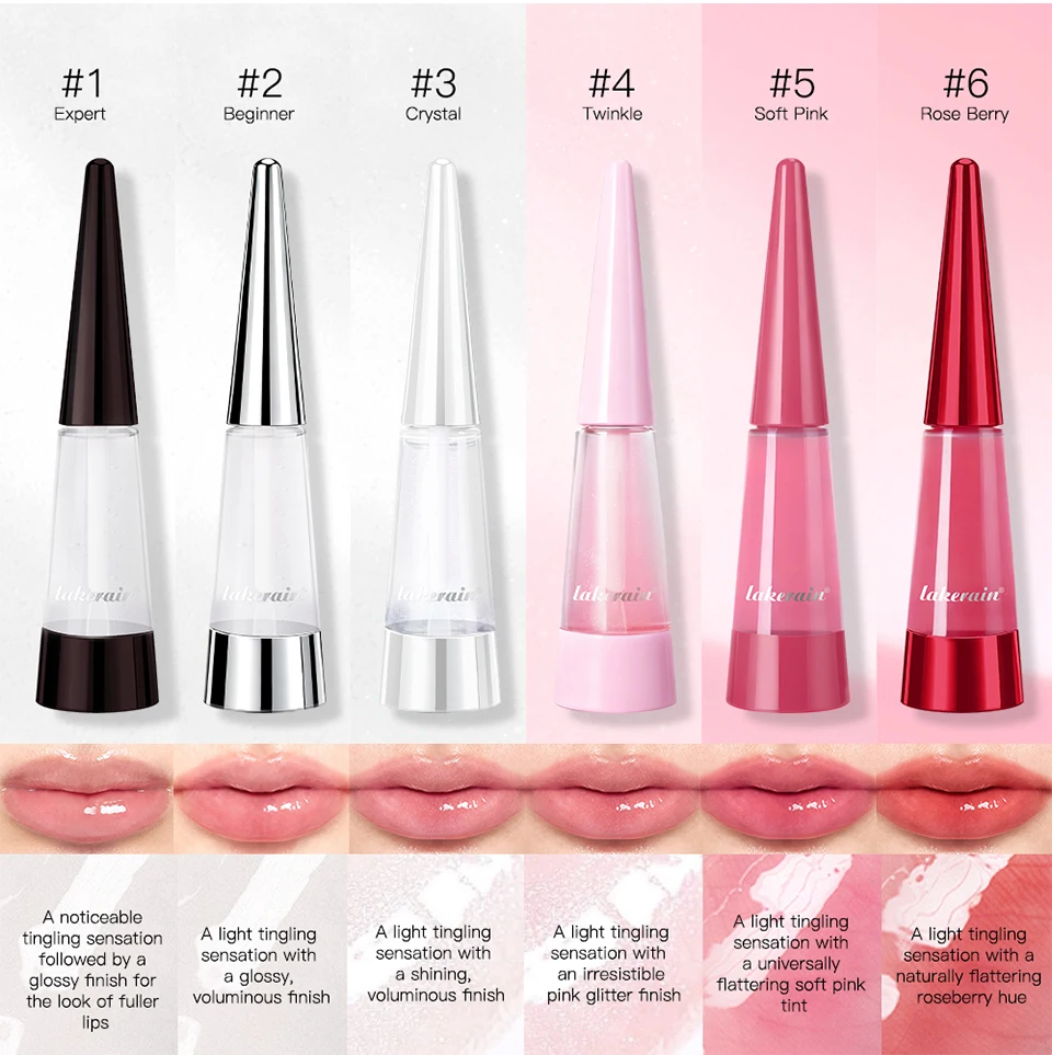 Lakerain Lip Plumper Deep Hydration Long-Lasting Nourishment High-Shine Gloss Shining Voluminous Finish Lip Moisturizing Liquid