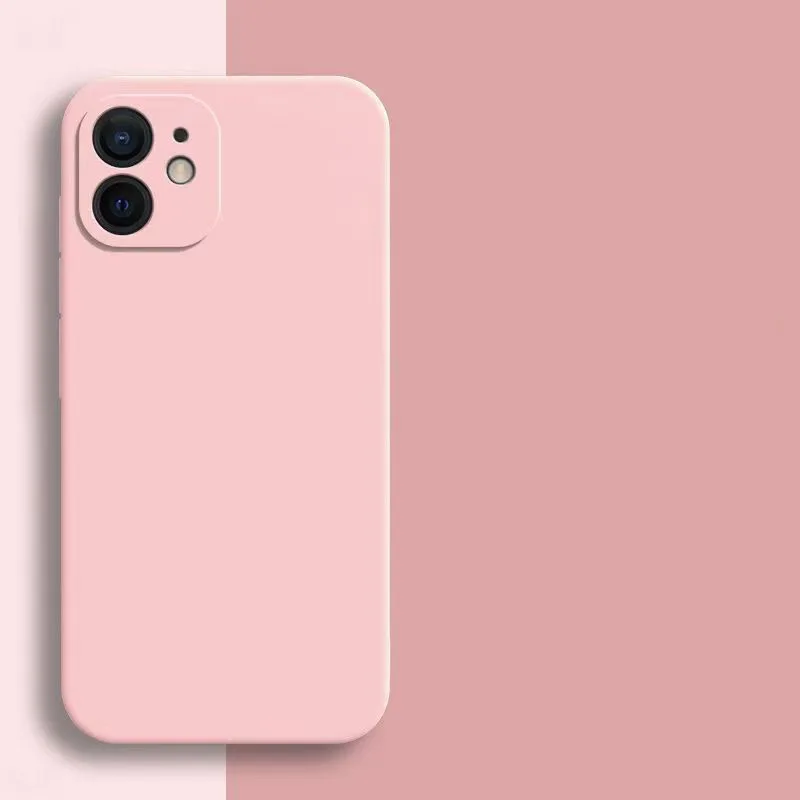 Candy Color Silicone Soft Case For iphone 11 12 13 mini 14 15 16 Plus 16e 17 Air Pro Max Shockproof Camera Protective Cover Case