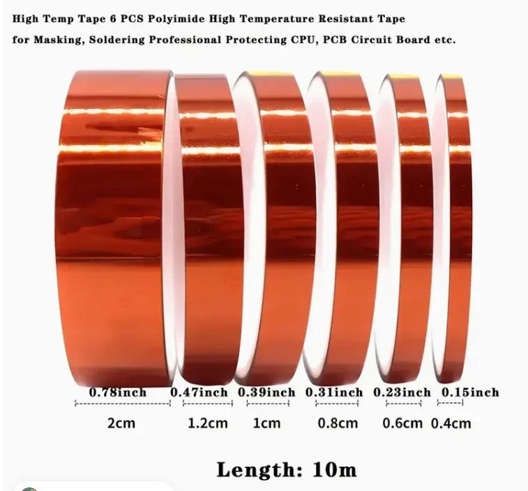 280° High Temperature Heat BGA Pi Tape Thermal Insulation Tape Polyimide Adhesive Insulating Tape 3D Printing Board Protection