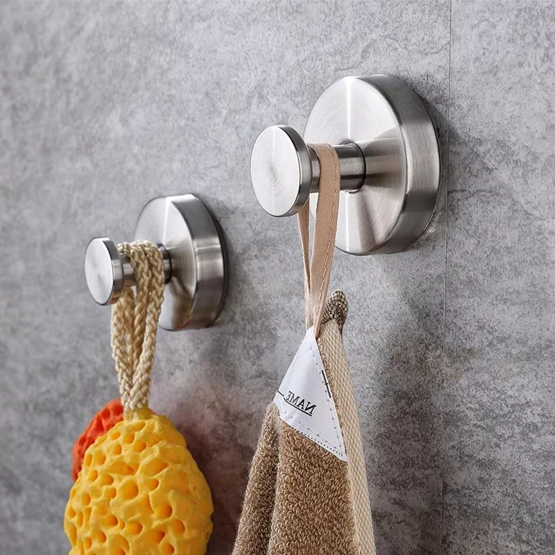 Reusable Stainless Steel Suction Cup Hook Waterproof Wall Mount Hooks Punch-free Kitchen Bathroom Wall Hanger Towel Clothes