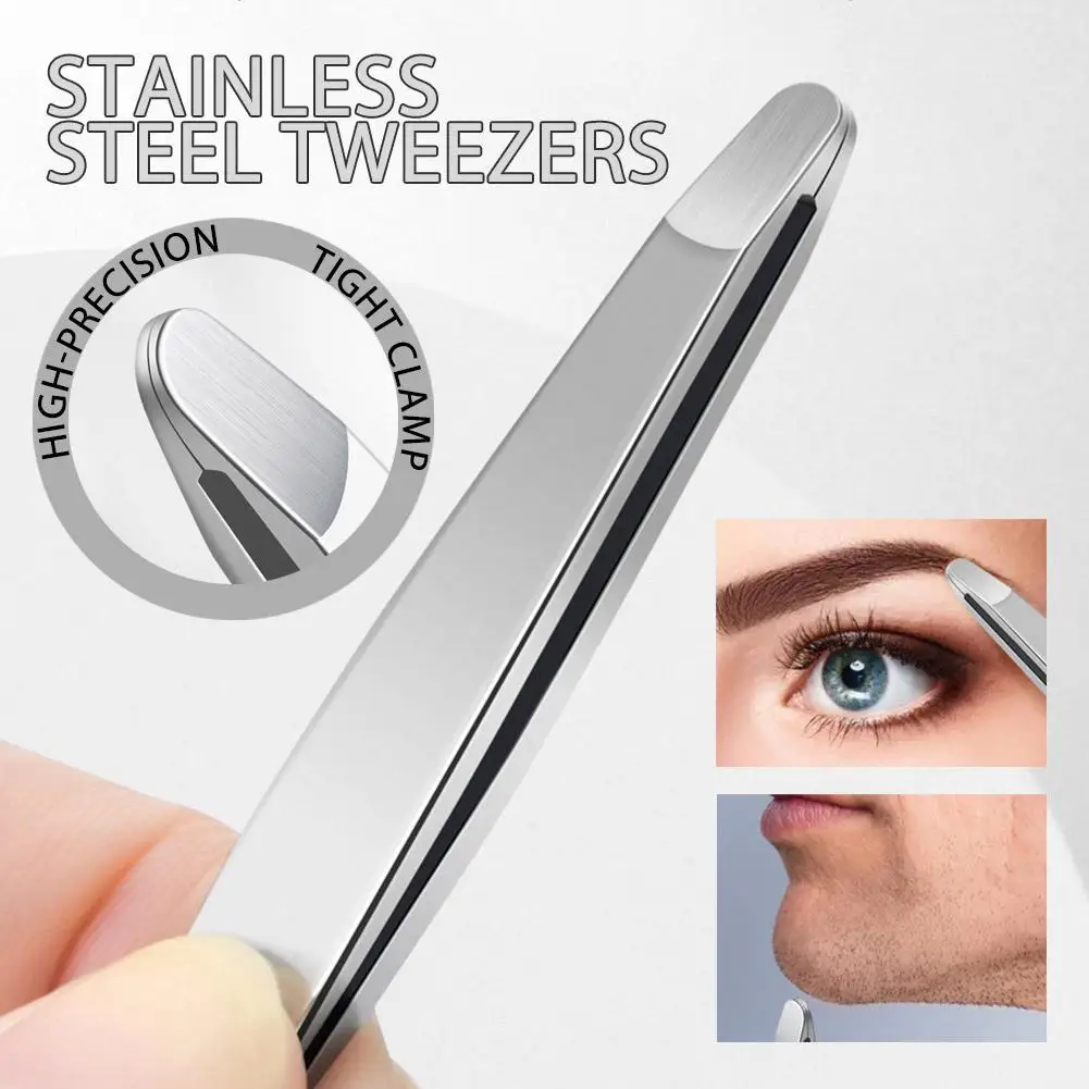 Stainless Steel Brow & Facial Hair Remover Eyebrow Tweezers Non-slip Makeup Remover Tweezer Tools Hair Removal Makeup Tools