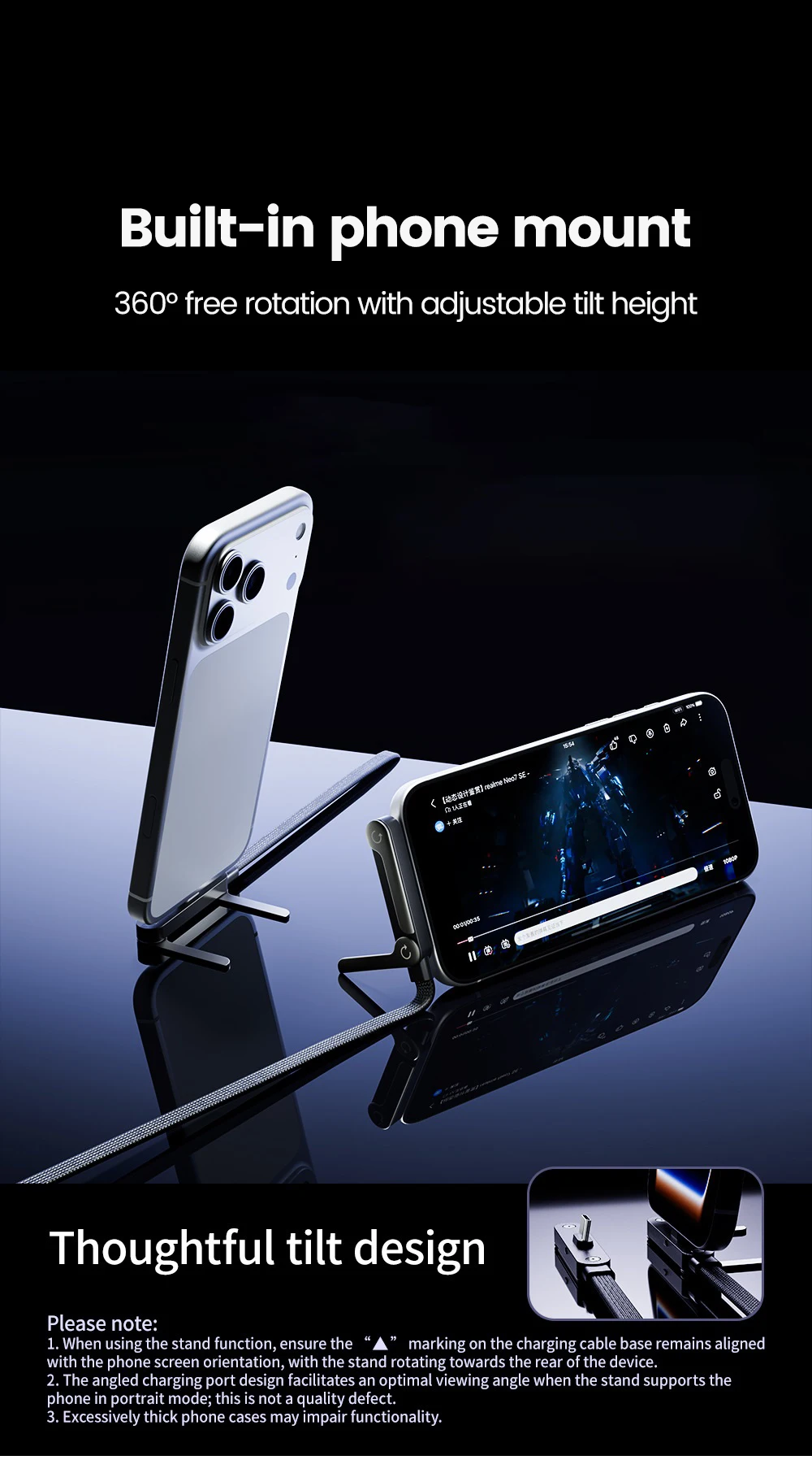 240W 2 in 1 USB C to USB C Fast Charging Foldable Bracket Data Cable Type C Desktop Holder Charging Wire For Iphone17 16 Samsung