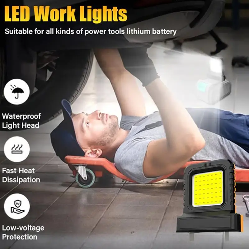 Super Bright LED Work Light Portable Long-Lasting Strong Light Supply for Night Work Light 21V Li-ion Battery Power Tool