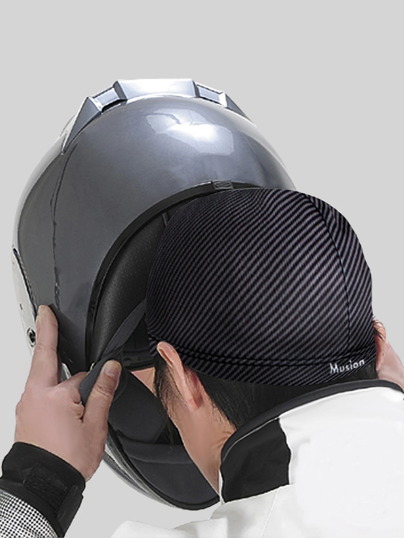 Musion Original Design Motorcycle Head Cover Helmet Cap Moisture Wicking Dry Fit Skull CapHelmet Inner Helmet for Cycling