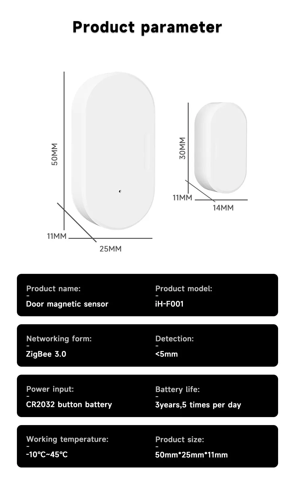 Tuya Zigbee Door Window Sensor, Smart Life Magnetic Contact Alarm, Works with Alexa Google Assistant, Support Z2M Zigbee2MQTT