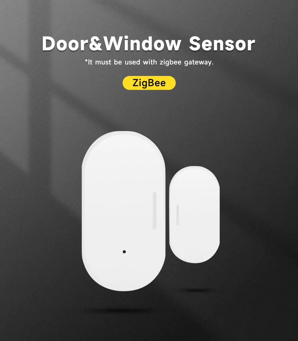 Tuya Zigbee Door Window Sensor, Smart Life Magnetic Contact Alarm, Works with Alexa Google Assistant, Support Z2M Zigbee2MQTT