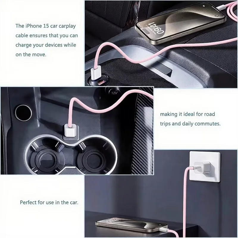 60W PD Nylon Braided USB-C to USB C Fast Charger Cable For iPhone 17 16 15 /Pro Max Compatibility Samsung Type C Fast Charging