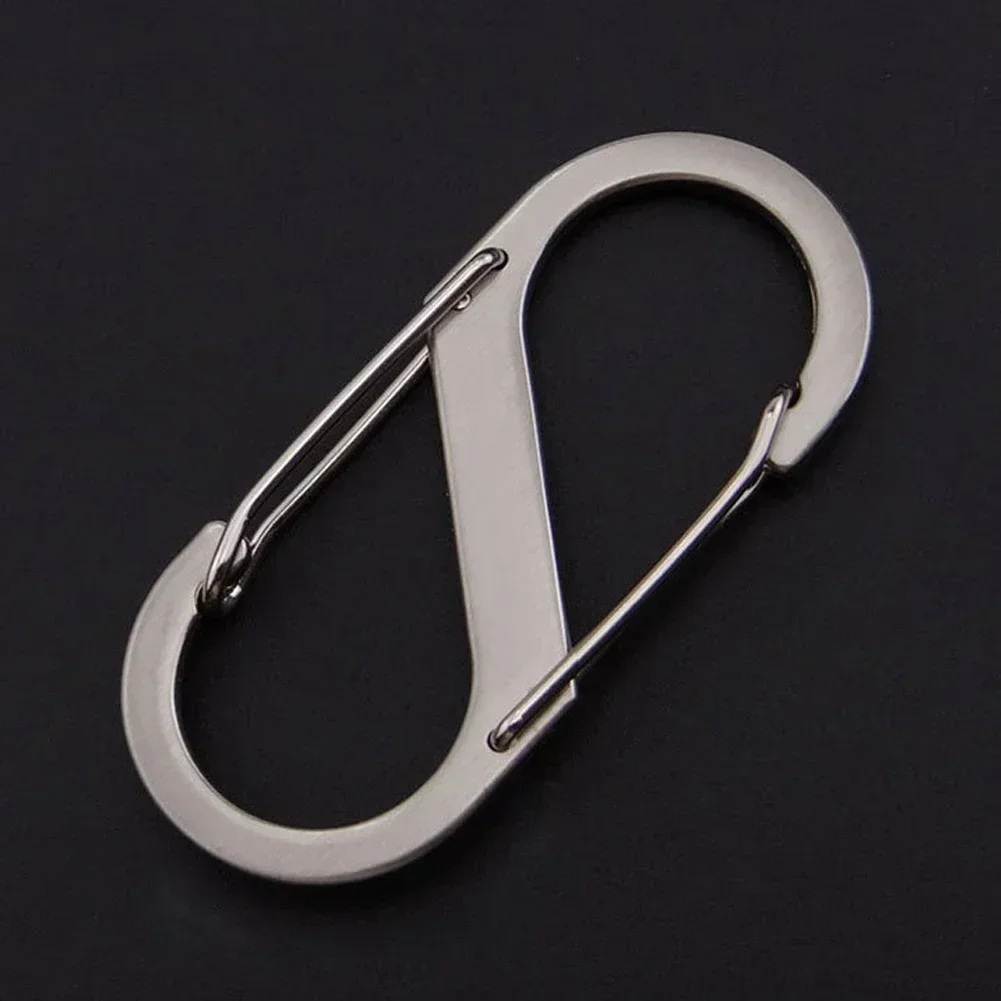 10Pcs S Type Mini Keychain Hook Stainless Steel Carabiner With Lock Anti-Theft Outdoor Camping Backpack Buckle Key-Lock Tool