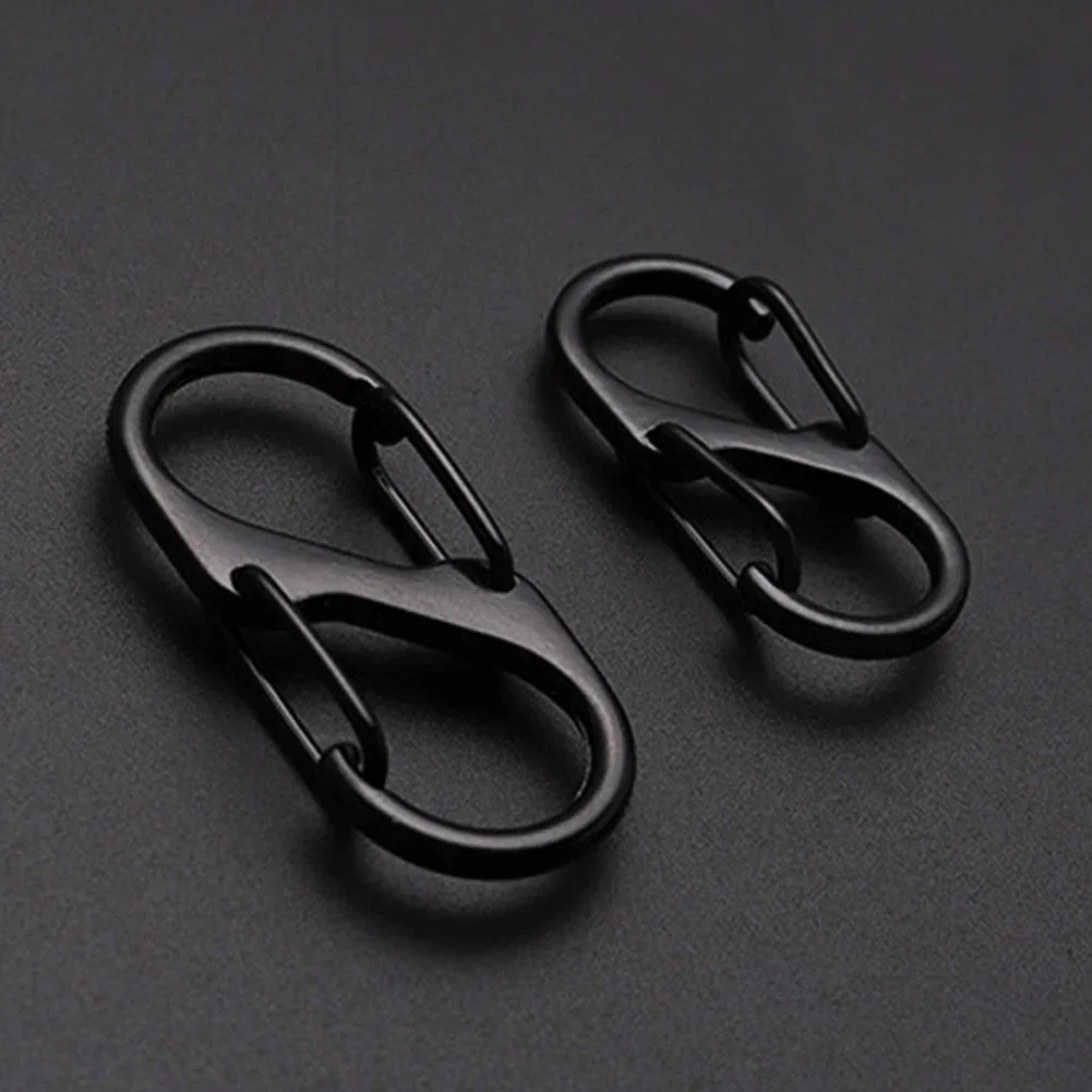 10Pcs S Type Mini Keychain Hook Stainless Steel Carabiner With Lock Anti-Theft Outdoor Camping Backpack Buckle Key-Lock Tool