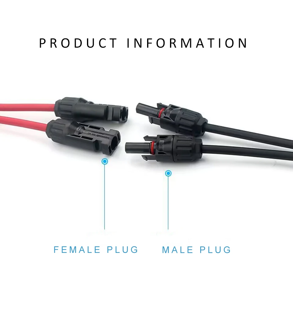 2Y Branch Parallel Connection 30A 1000V Electrical Solar Connector Photovoltaic 2pcs Solar Panel Cable Wire Connect