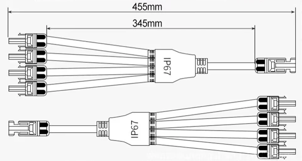 2Y Branch Parallel Connection 30A 1000V Electrical Solar Connector Photovoltaic 2pcs Solar Panel Cable Wire Connect