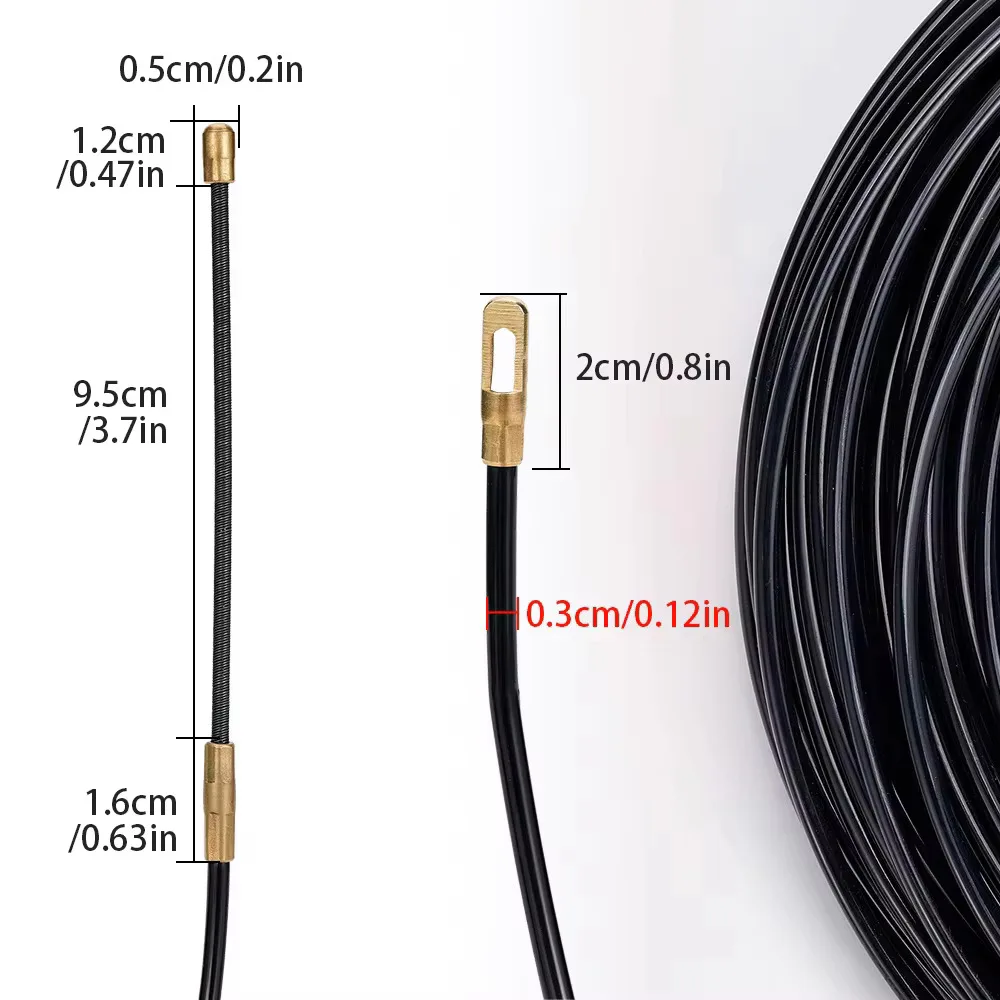 3mm 5M-40M Nylon Cable Puller Electrician Tape Conduit Ducting Wall Wire Threader Fish Guide Electrician Pushing Tape