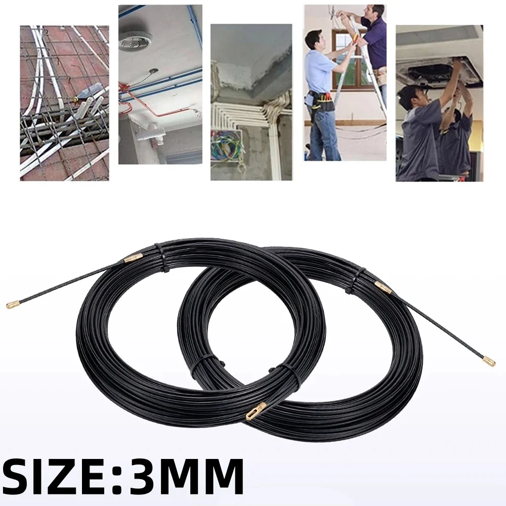3mm 5M-40M Nylon Cable Puller Electrician Tape Conduit Ducting Wall Wire Threader Fish Guide Electrician Pushing Tape
