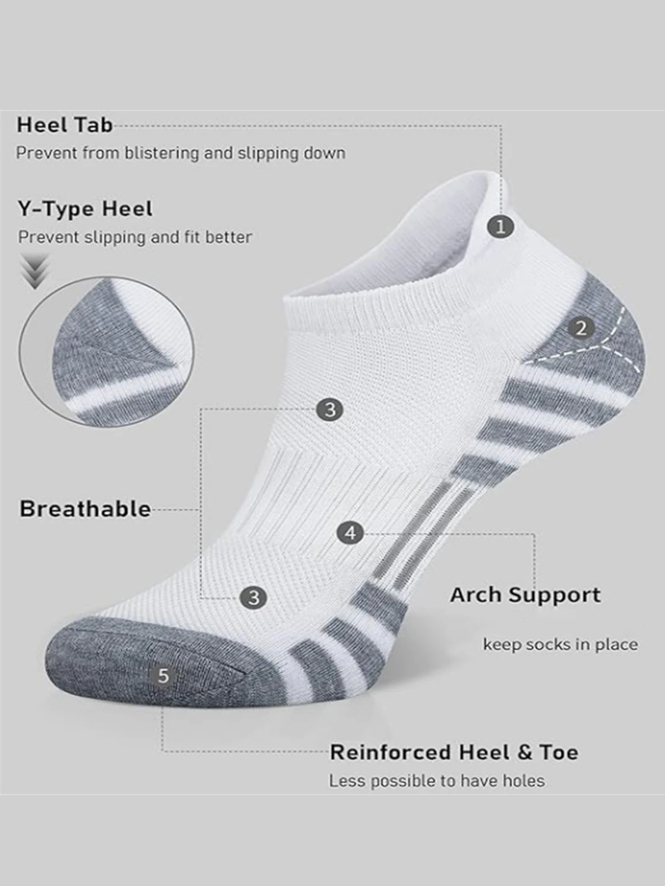 6/24Pairs Ankle Athletic Running Socks Cushioned Breathable Low Cut Sports Tab Socks For Men And Women