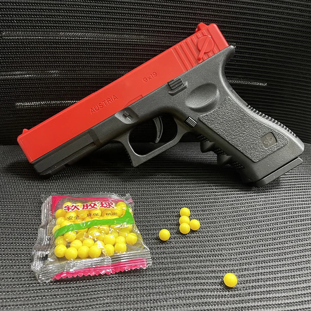 Soft Bullet Airsoft Pistol Manual G17 Toy Gun Lower Magazine with Laser Outdoor Sports CS Game Weapon for Children's Adults Gift