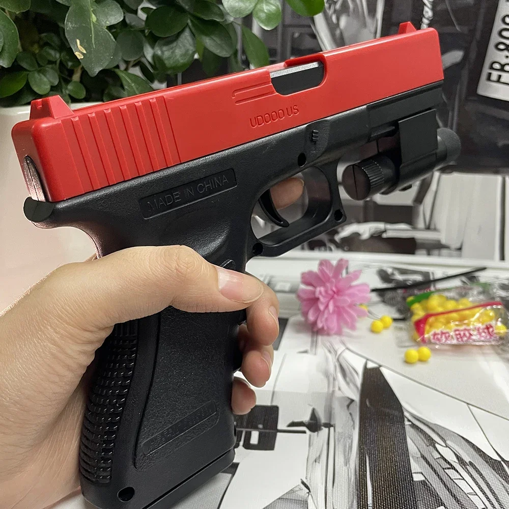 Soft Bullet Airsoft Pistol Manual G17 Toy Gun Lower Magazine with Laser Outdoor Sports CS Game Weapon for Children's Adults Gift