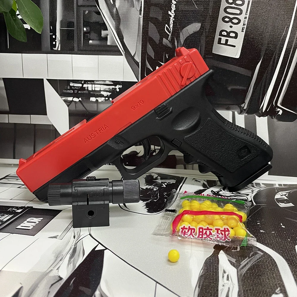 Soft Bullet Airsoft Pistol Manual G17 Toy Gun Lower Magazine with Laser Outdoor Sports CS Game Weapon for Children's Adults Gift