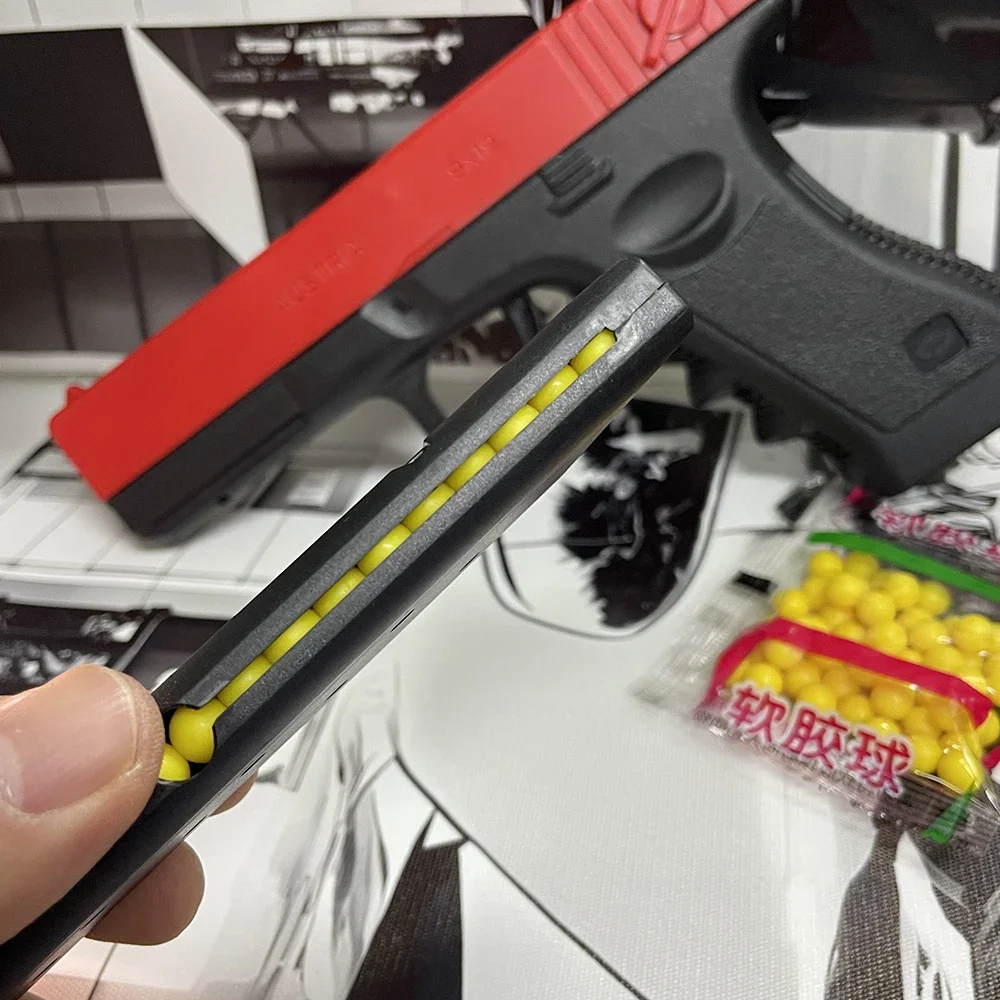 Soft Bullet Airsoft Pistol Manual G17 Toy Gun Lower Magazine with Laser Outdoor Sports CS Game Weapon for Children's Adults Gift