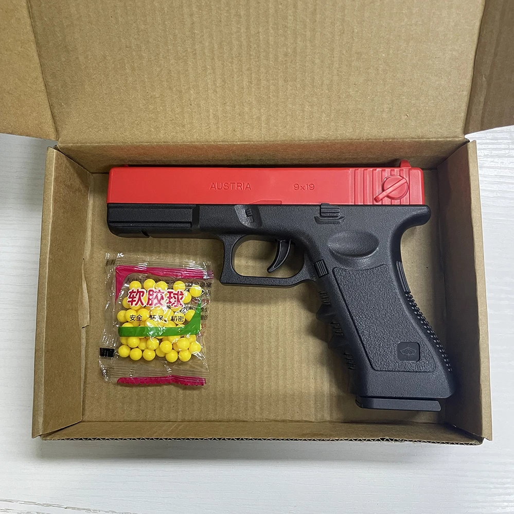 Soft Bullet Airsoft Pistol Manual G17 Toy Gun Lower Magazine with Laser Outdoor Sports CS Game Weapon for Children's Adults Gift