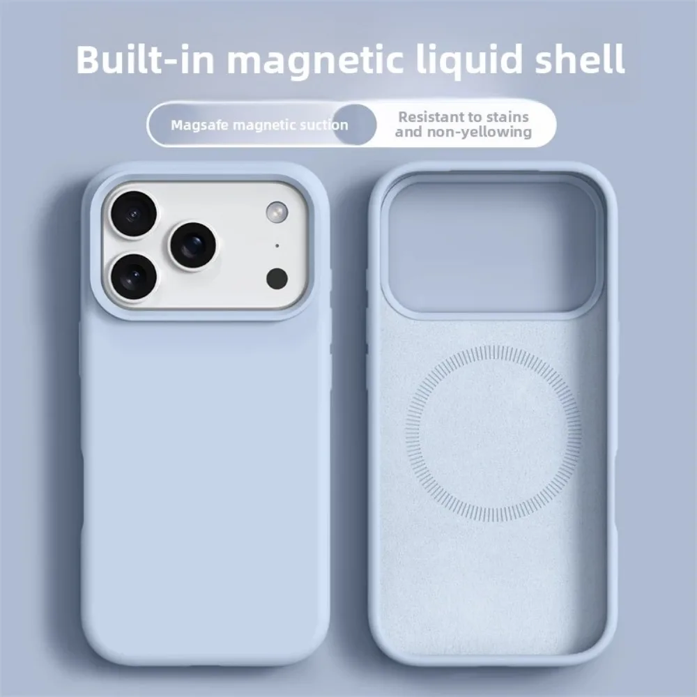 Original Magnetic Phone Case For iPhone 17 16 Pro Max Liquid Silicone Cases For iPhone 17 18 Pro Max 17Pro Air Soft Bumper Cover