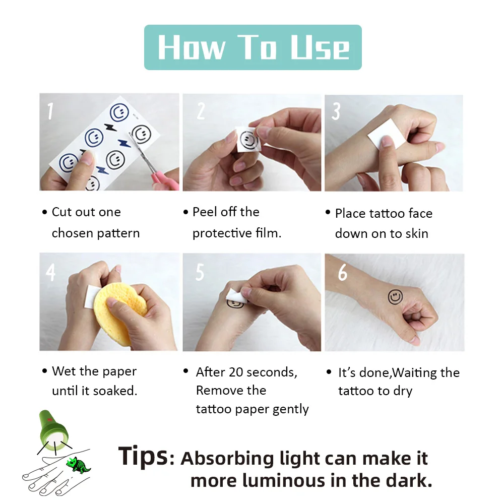 10 Sheets Luminous Dinosaur Temporary Tattoos, Waterproof Glow In The Dark T-Rex Pterosaur Velociraptor Triceratops Stegosaur De
