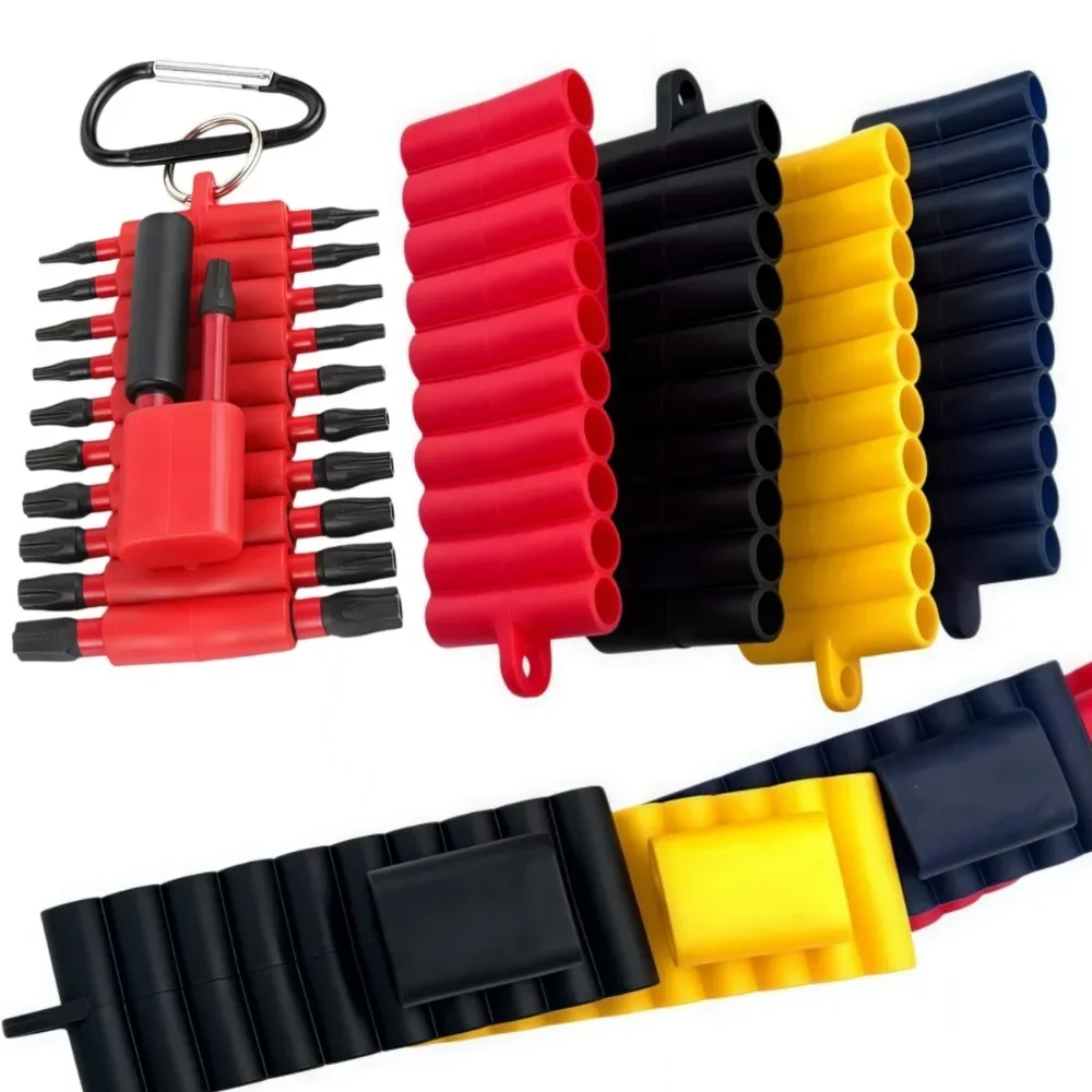 1/4Pcs 22 Holes Screwdriver Bit Holder Soft Rubber Organizer 1/4 Inch Hex Screwdriver Head Drill Bit Stand Case Power Tools