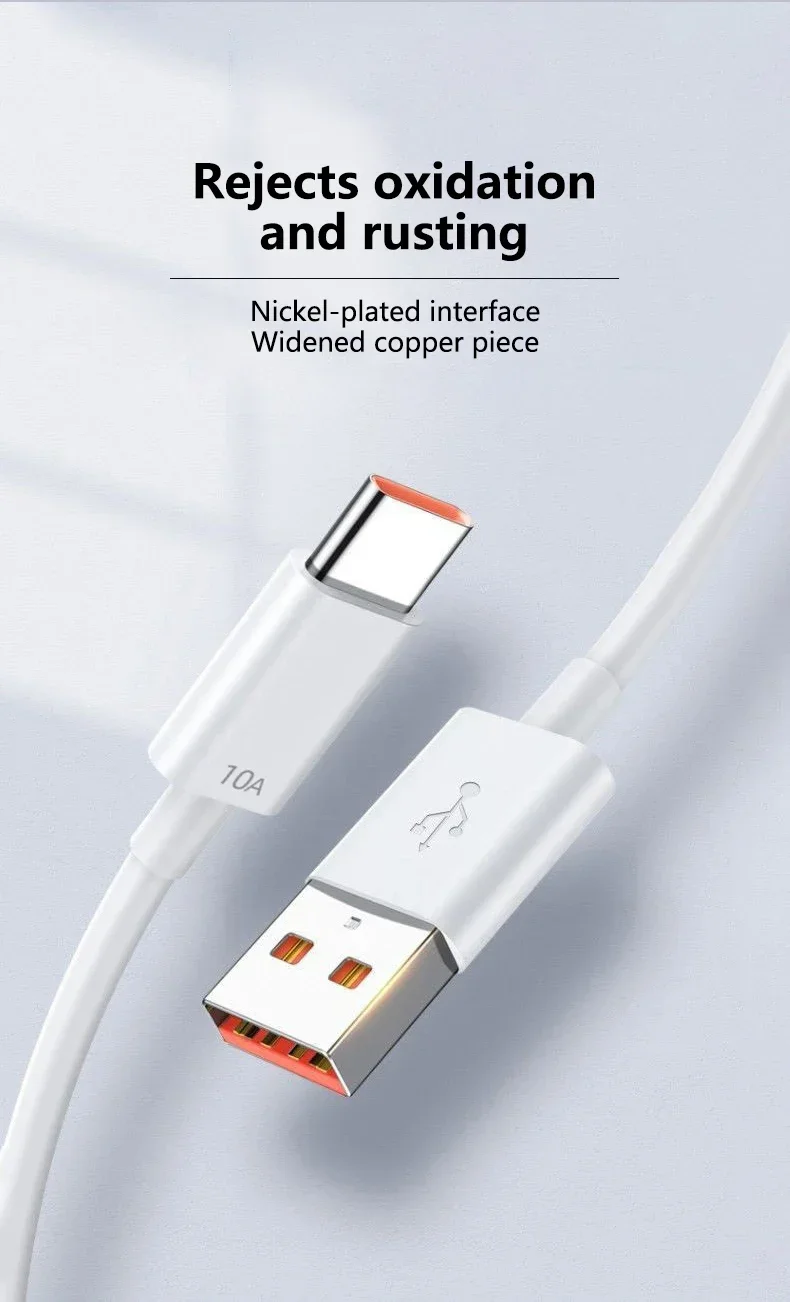 1/2/3Pcs 10A Cable 120W Super Fast Charging USB to Type C Cable For Android Highspeed Data Transfer For Xiaomi Redmi 2M Cable