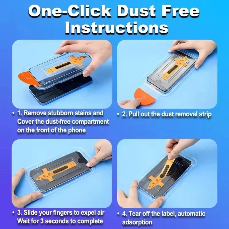 1-5Pcs Ultra HD Dust Free Screen Protector For iPhone 17 16 15 13 11 12 14 Pro Max 16e 7 8 Plus SE 17 Air Glass Easy Install Box