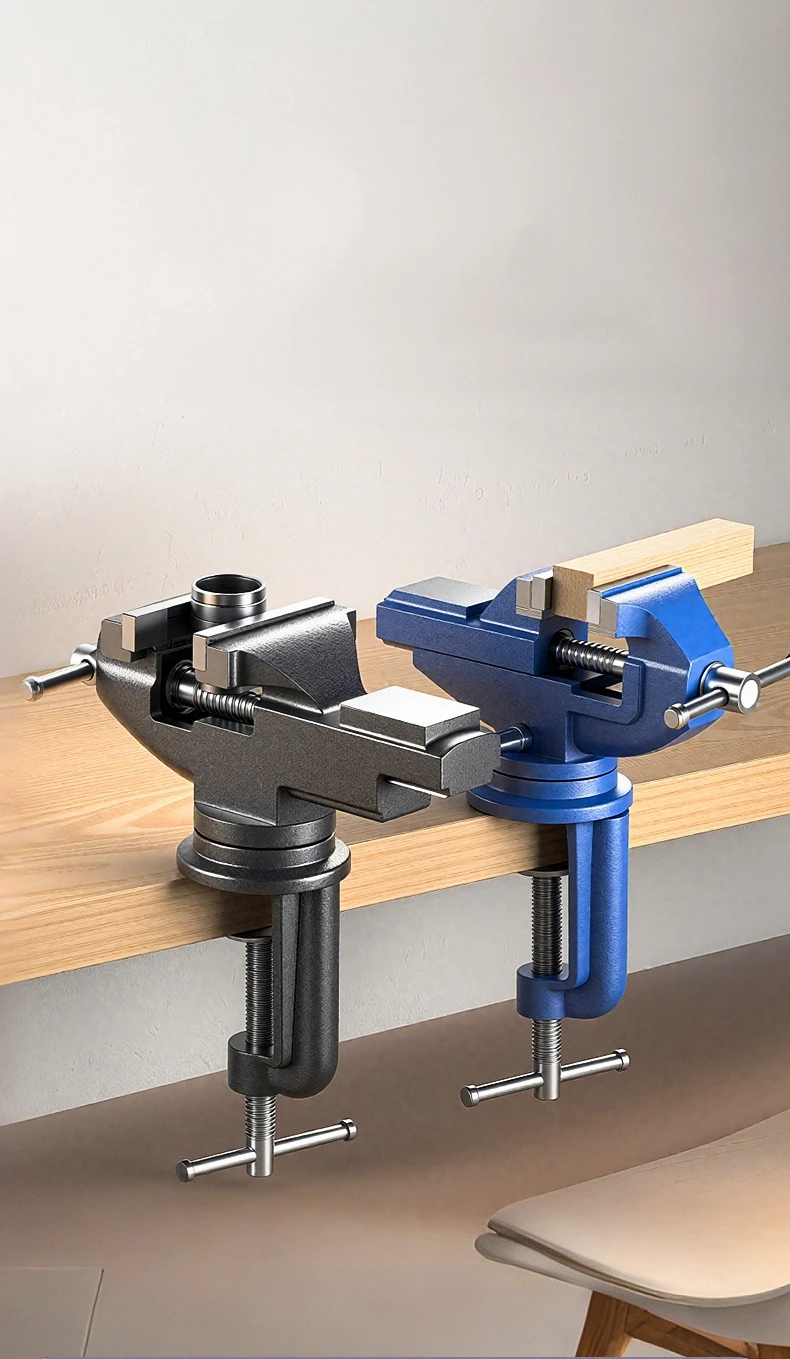 Professional Table Vise , 360° Rotation Work Clamp-On Vise, Versatile Use, Heavy Duty Construction for Woodworking, Metalworking