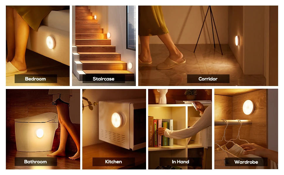 LED Night Light Smart Human Body Sensor with Digital Sensor Head Magnetic Suction Wireless-Use Eye Protect Night Lamp