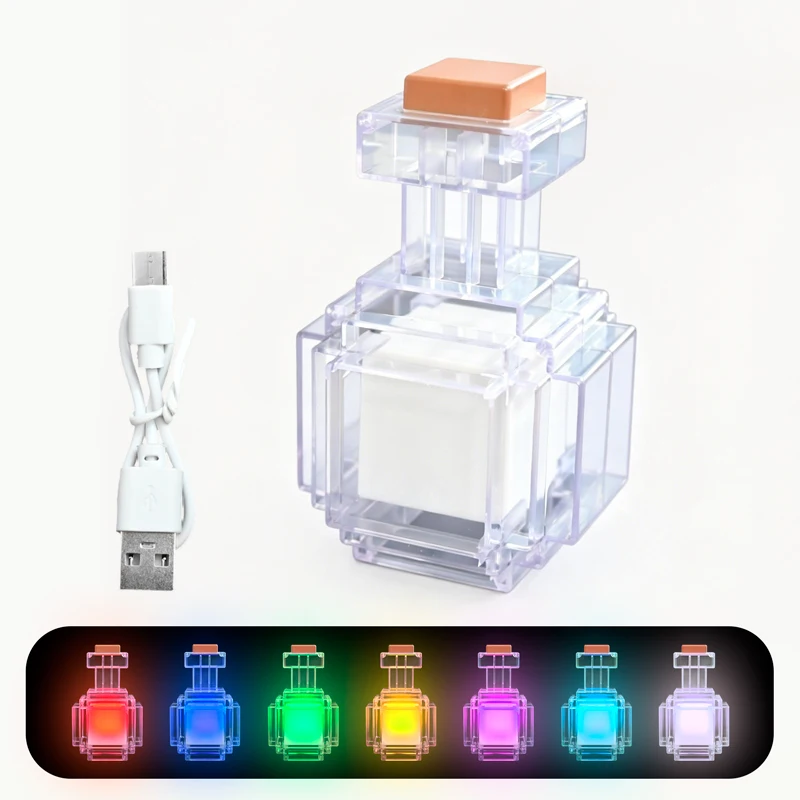 MC Game Night Light Change Color Liquid Medicine Bottle Model Pixel Wind Peripheral Toy Rechargeable Led Light for Room decorate