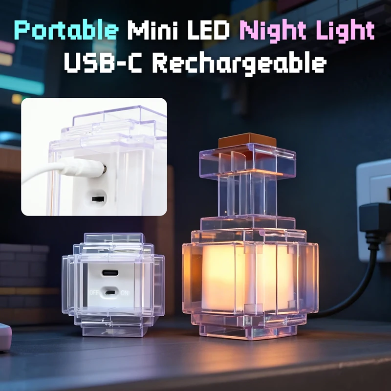 MC Game Night Light Change Color Liquid Medicine Bottle Model Pixel Wind Peripheral Toy Rechargeable Led Light for Room decorate