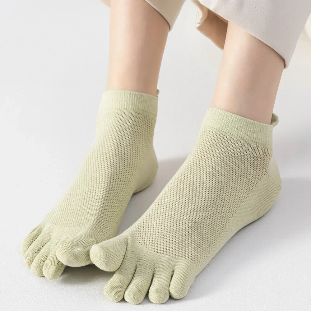 5 Pairs Women Five Finger Socks Summer Mesh Ankle Socks High Quality Cotton Low Cut Toe Socks Sports Cute