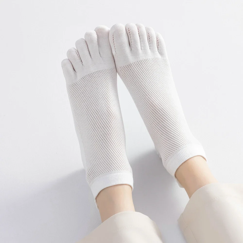 5 Pairs Women Five Finger Socks Summer Mesh Ankle Socks High Quality Cotton Low Cut Toe Socks Sports Cute