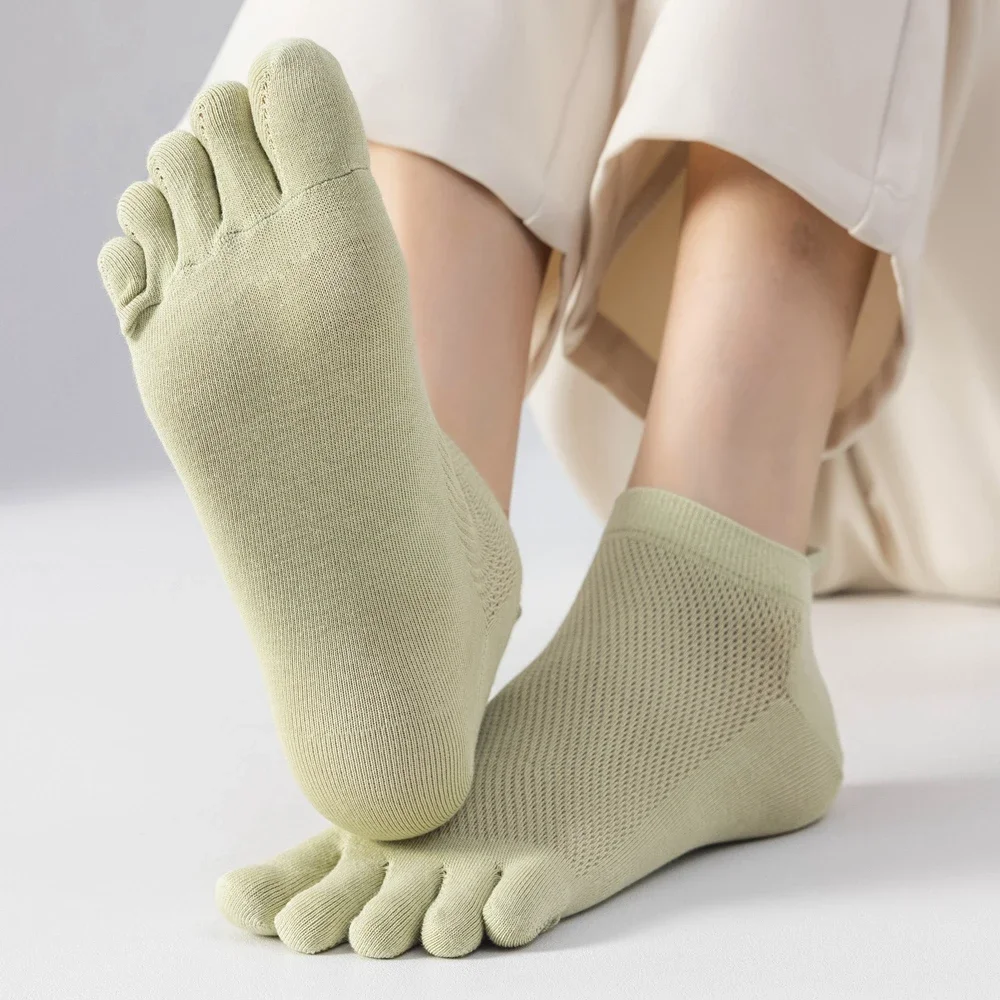 5 Pairs Women Five Finger Socks Summer Mesh Ankle Socks High Quality Cotton Low Cut Toe Socks Sports Cute