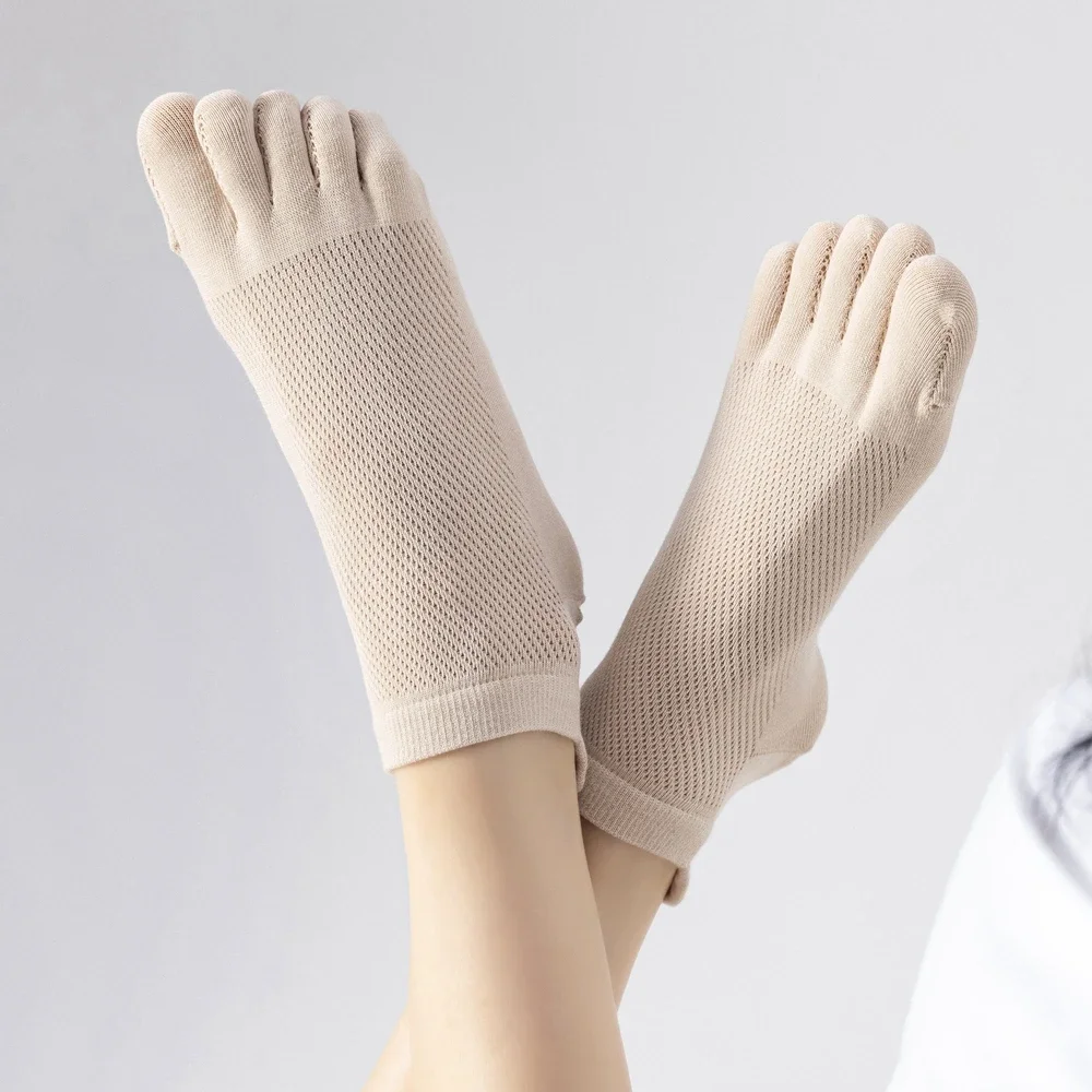 5 Pairs Women Five Finger Socks Summer Mesh Ankle Socks High Quality Cotton Low Cut Toe Socks Sports Cute