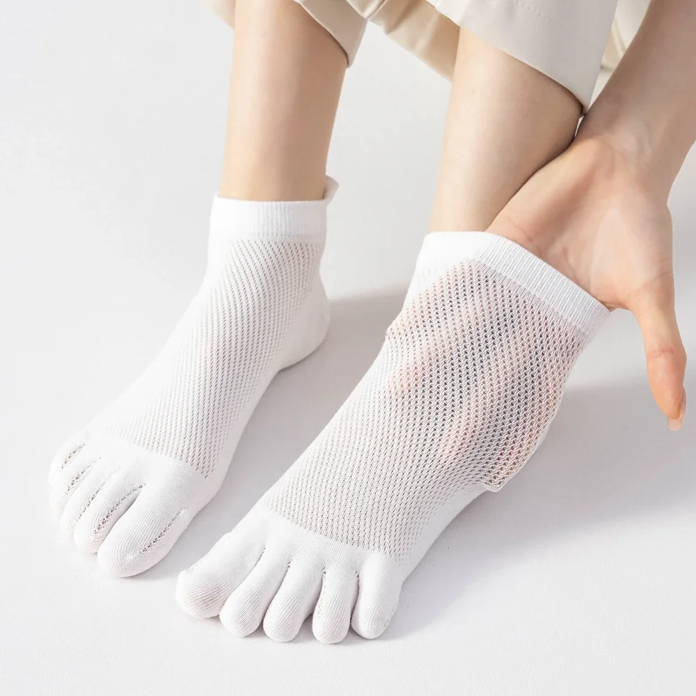 5 Pairs Women Five Finger Socks Summer Mesh Ankle Socks High Quality Cotton Low Cut Toe Socks Sports Cute