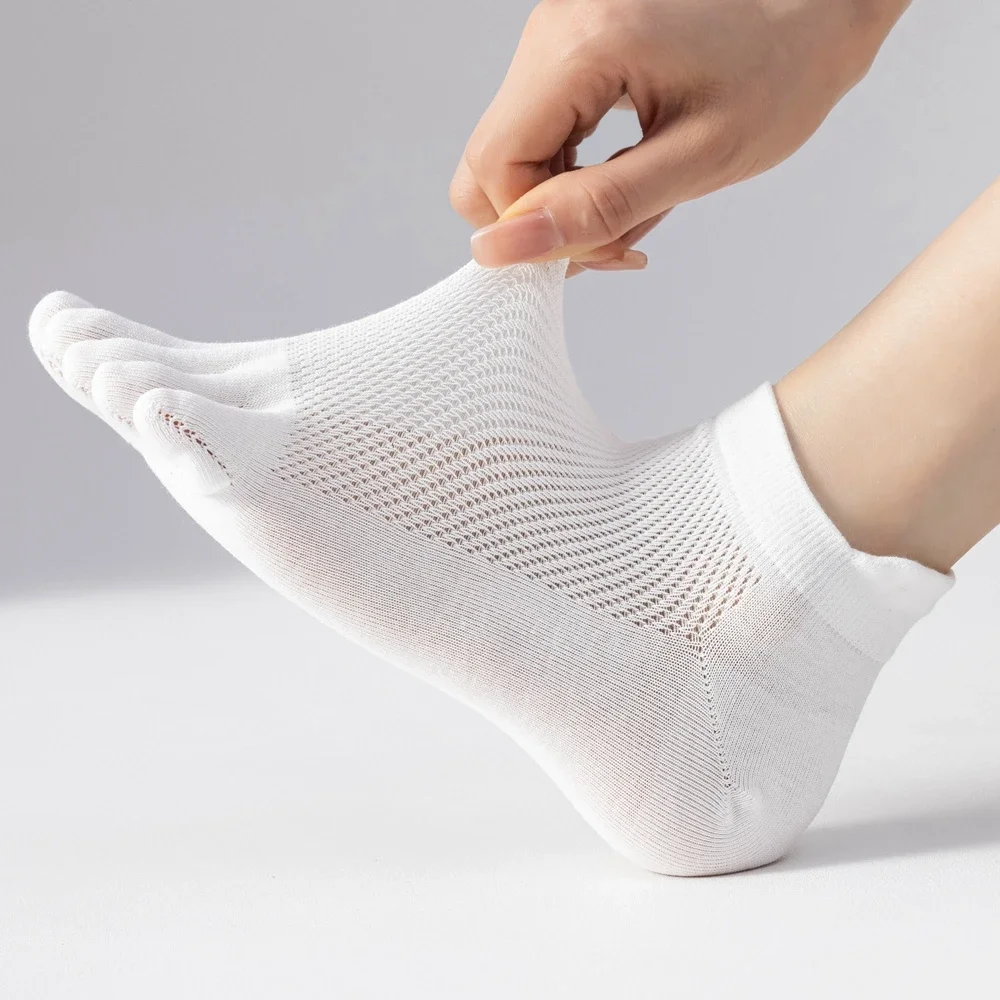 5 Pairs Women Five Finger Socks Summer Mesh Ankle Socks High Quality Cotton Low Cut Toe Socks Sports Cute