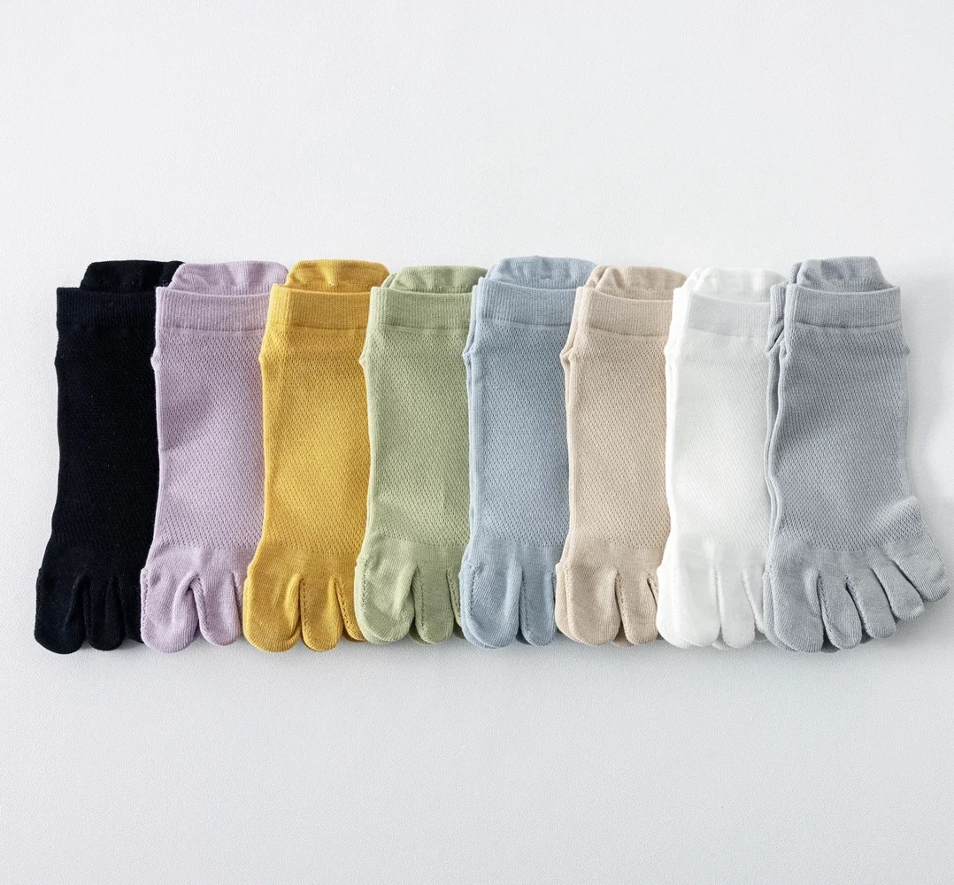 5 Pairs Women Five Finger Socks Summer Mesh Ankle Socks High Quality Cotton Low Cut Toe Socks Sports Cute