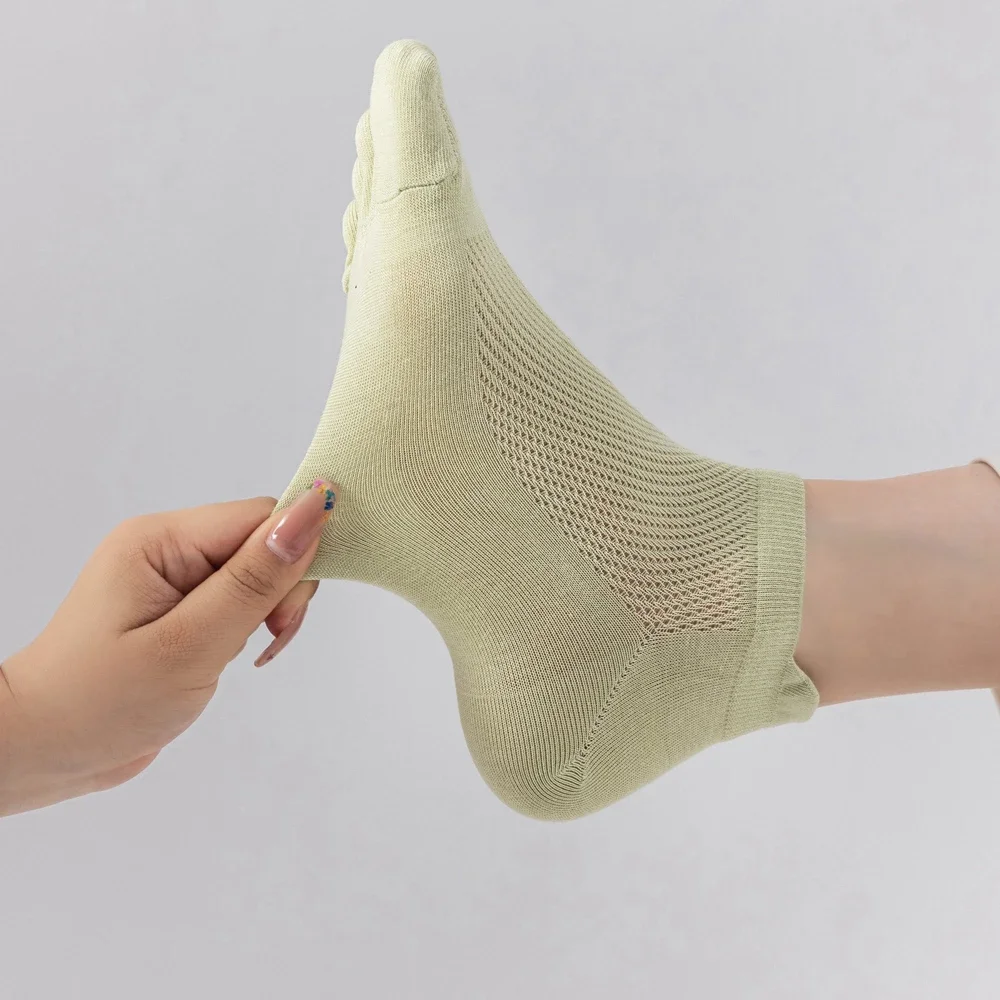 5 Pairs Women Five Finger Socks Summer Mesh Ankle Socks High Quality Cotton Low Cut Toe Socks Sports Cute