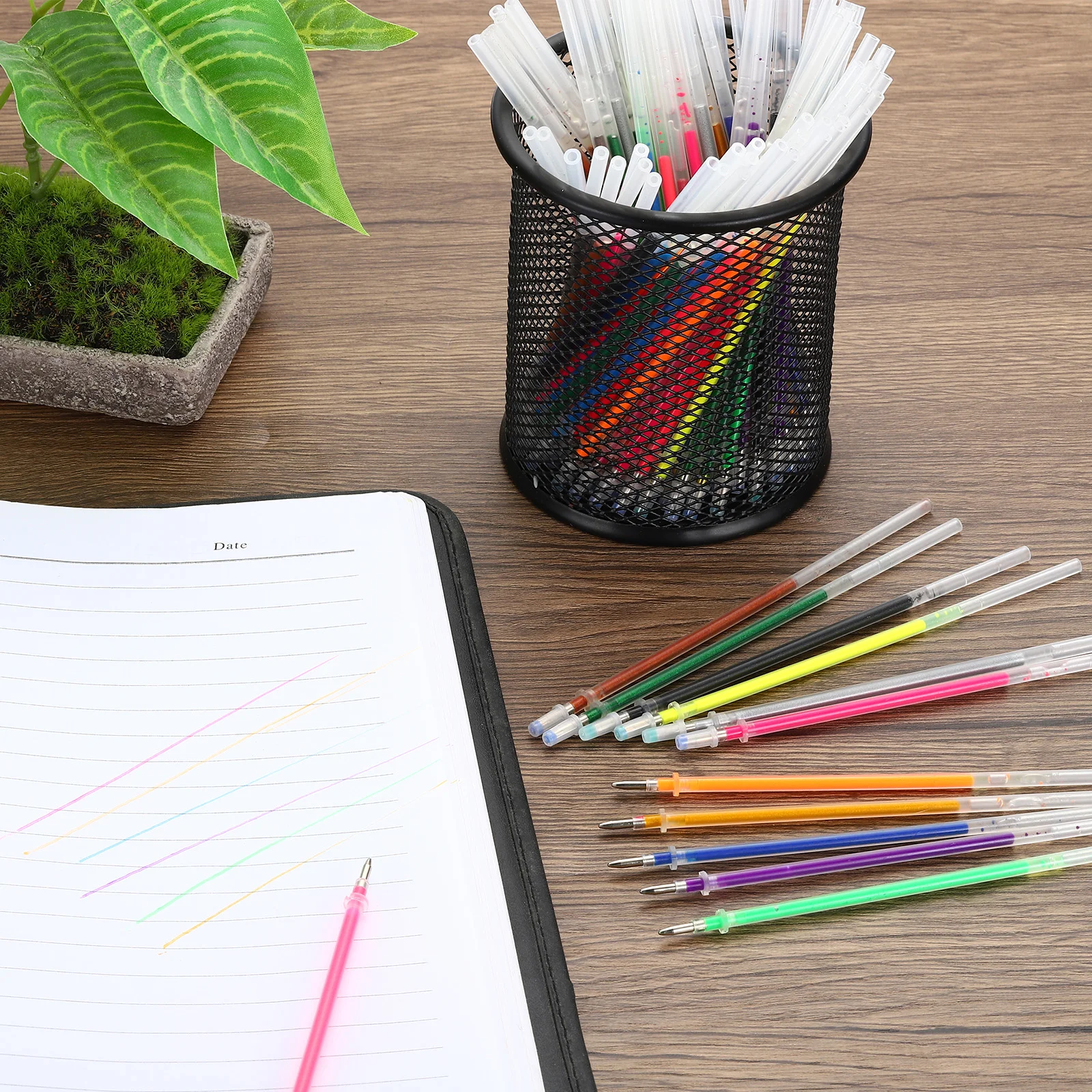24/48Pcs 1mm Gel Pen Refills Fluorescence Metallic Ink Bold Point Refill for Coloring Books Scrapbooking Art Drawing Journaling