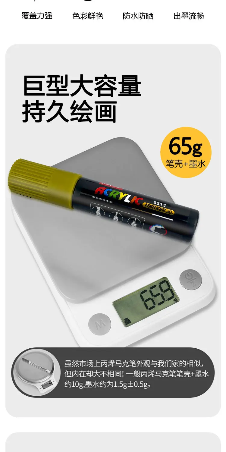 Large Capacity Acrylic Marker Pen 8MM/15MM Ultra Wide Line Width 15 Colors POP Pens Color Hand Drawn Advertising Poster Markers