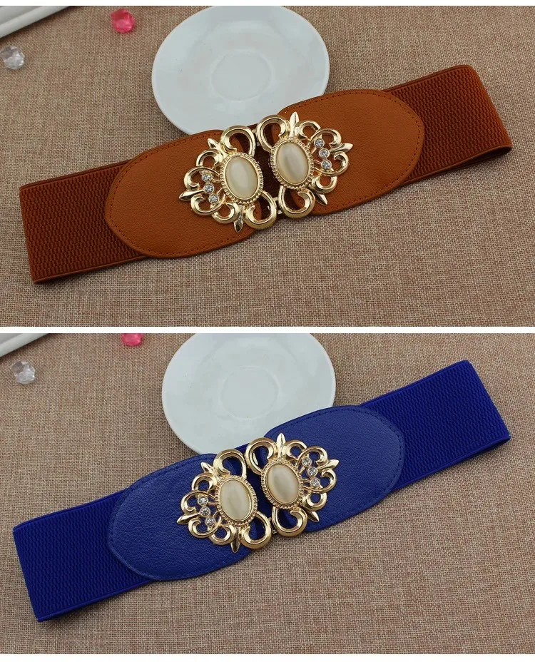 Manufacturers wholesale fashion ladies elastic wide girdle down jacket casual elastic belt sweater k-style decorative belt