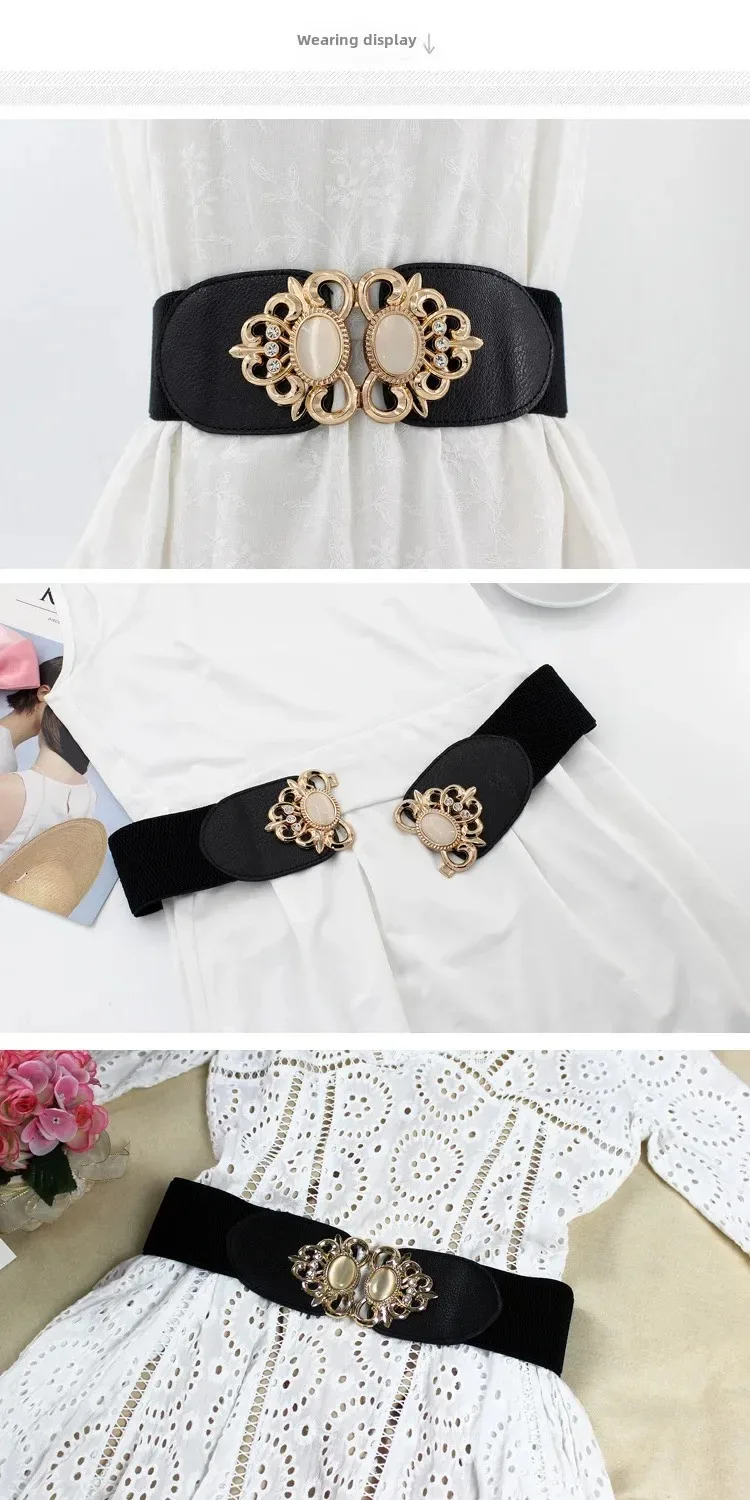 Manufacturers wholesale fashion ladies elastic wide girdle down jacket casual elastic belt sweater k-style decorative belt