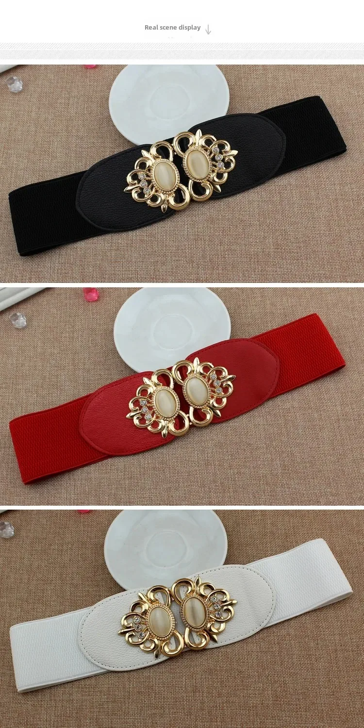 Manufacturers wholesale fashion ladies elastic wide girdle down jacket casual elastic belt sweater k-style decorative belt