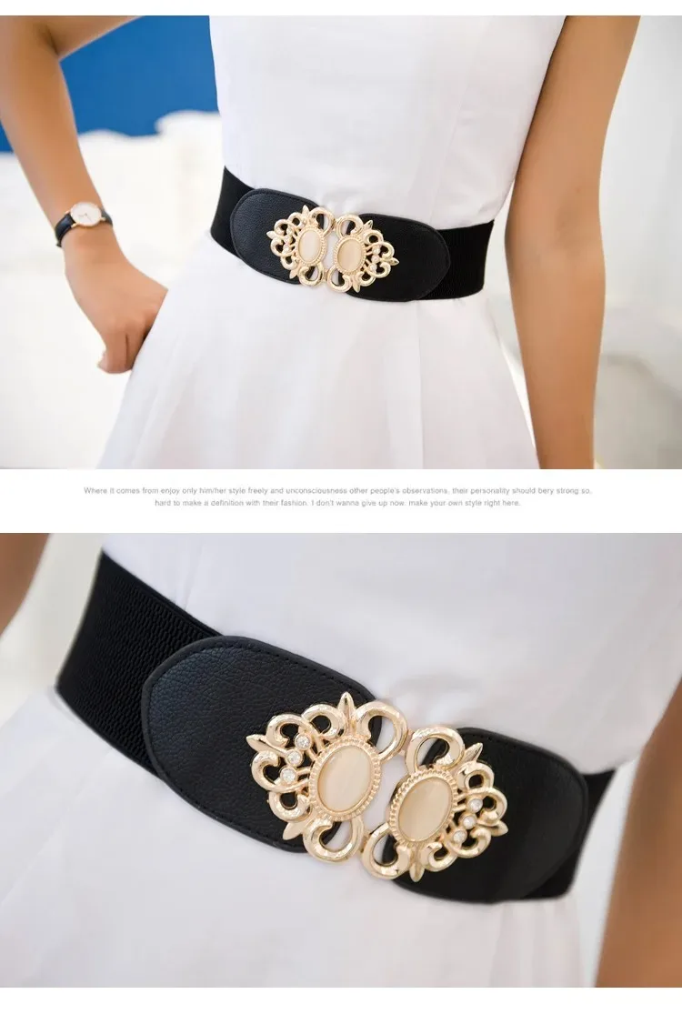 Manufacturers wholesale fashion ladies elastic wide girdle down jacket casual elastic belt sweater k-style decorative belt